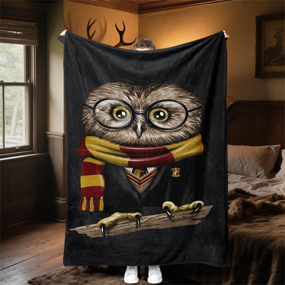 1pc Hogwarts Harry Potter Owl Outdoor Flannel Throw Blanket All Season Soft Warmth,Home Decor 1031174