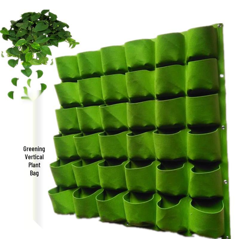 Green Felt Vertical Wall-Mounted Plant Grow Bag for Balcony, Multi-Style