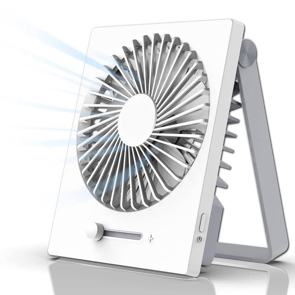 Slim Desk compact desk mini USB tabletop and continuously adjustable angle white Fan Stylish, slim, fan, rechargeable, compact, 2-way wall-mounted