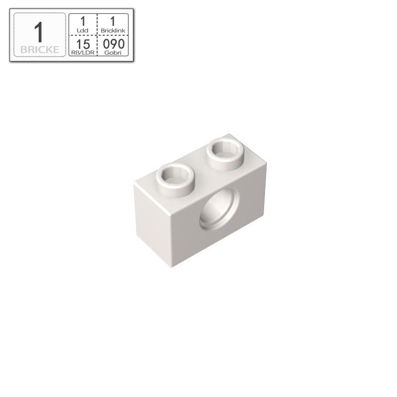 BRICKE 1x2 Brick with Hole - Compatible with Lego, MOC Loose Parts, Small Particle Building Blocks