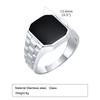 Stylish Watch Band Rings for Men, Stainless Steel Black Square Signet Pinky Thumb Ring for Dad Father Jewelry Gift for Him