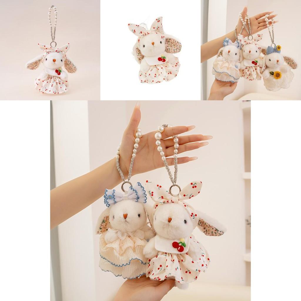 Soft Rabbit Hanging Plush Doll With Bow And Dress Decorationfor Bag And Home Decor