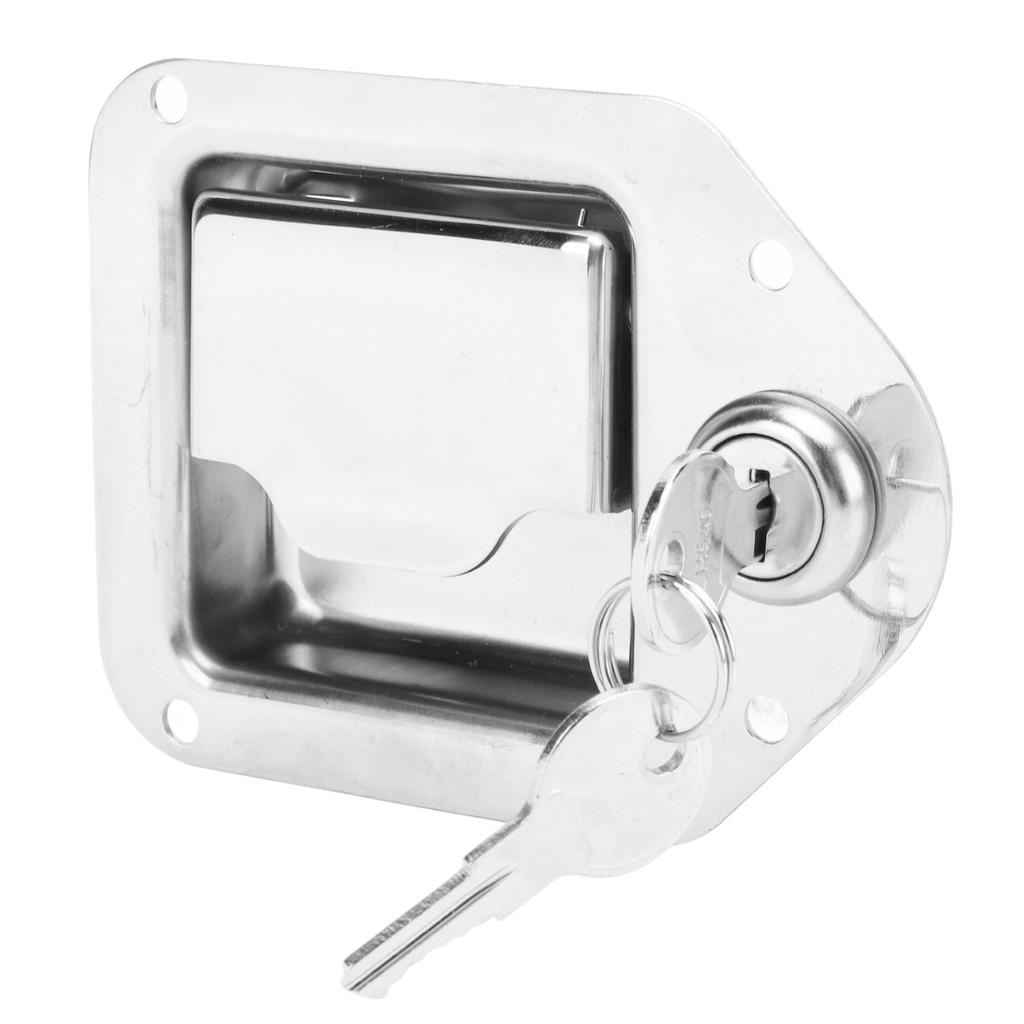 RV Entrance Door Lock Trailer Entry Door Latch with Keys Chrome Stainless Steel for Truck ATV UTV