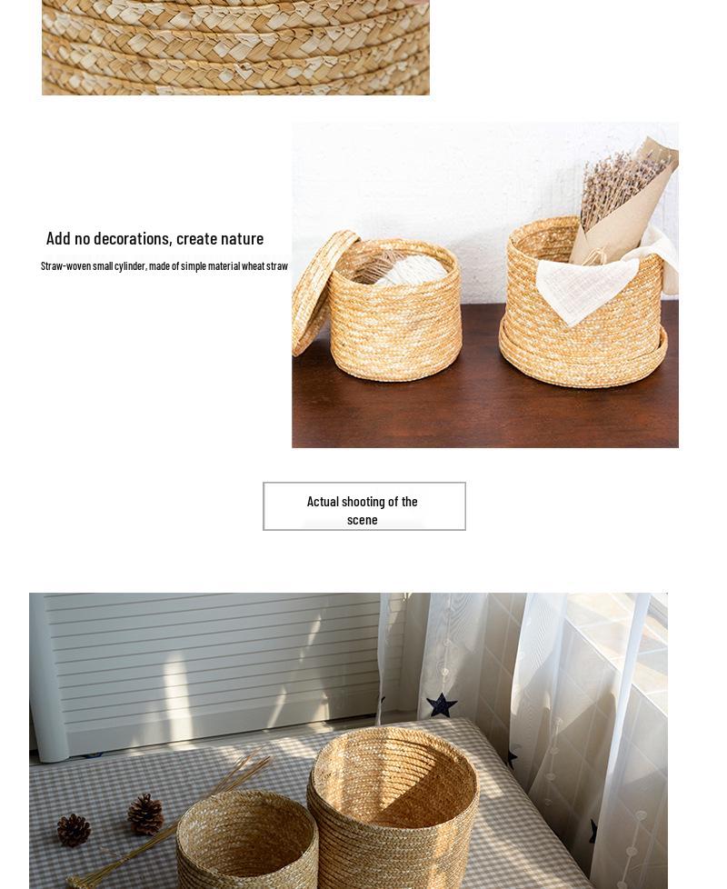 Woven Straw Storage Basket for Toys, Desktop Organizing, Cosmetics, or Gifts