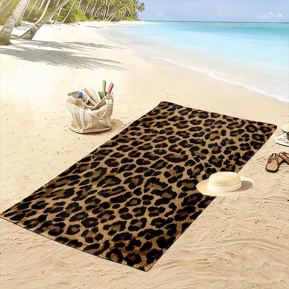 Goldener Wildleopard-Print Strandtuch, schnell trocknend, geeignet für Reisen, Outdoor-Sport, Joggen, den Strand und Schwimmen, Geschenk