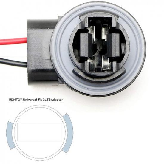 3156 2-Tab Socket w/ Pre-Wire Harness For Repair, Replacement, tall LED Bulbs