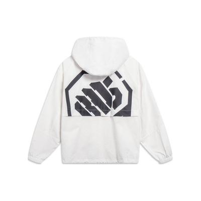 Li Ning Badfive Series Letter Pattern Printed Hooded Windbreaker Men Outerwear Off-White AFDU829-1