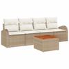 Garden Sofa Set with Storage 5 Pcs Beige and Cream Poly Rattan