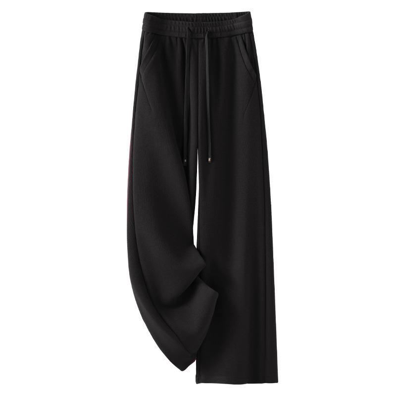 

Бежевые твидовые брюки с высокой посадкой для женщин - Осень/Зима 2024, Мягкая ткань из клейкого риса, Прямой/Широкий крой. 2XL чёрный