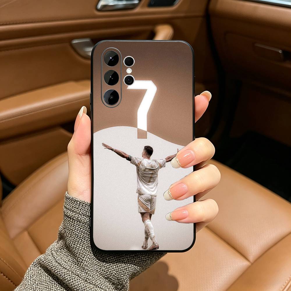 C-R-7 R-Ronaldo Black Soft Silicone Phone Case for Samsung Ultra S25, S24, S21, S22, S23, S30, Plus, FE, Lite