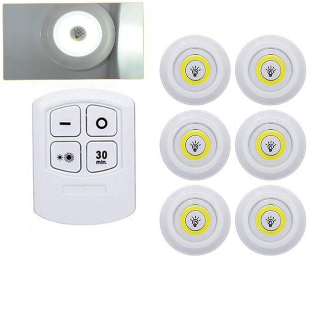 Super Bright Cob Under Cabinet Light LED 5W Wireless Remote Control Dimmable Wardrobe Night Lamp Home Bedroom Kitchen Nightlight