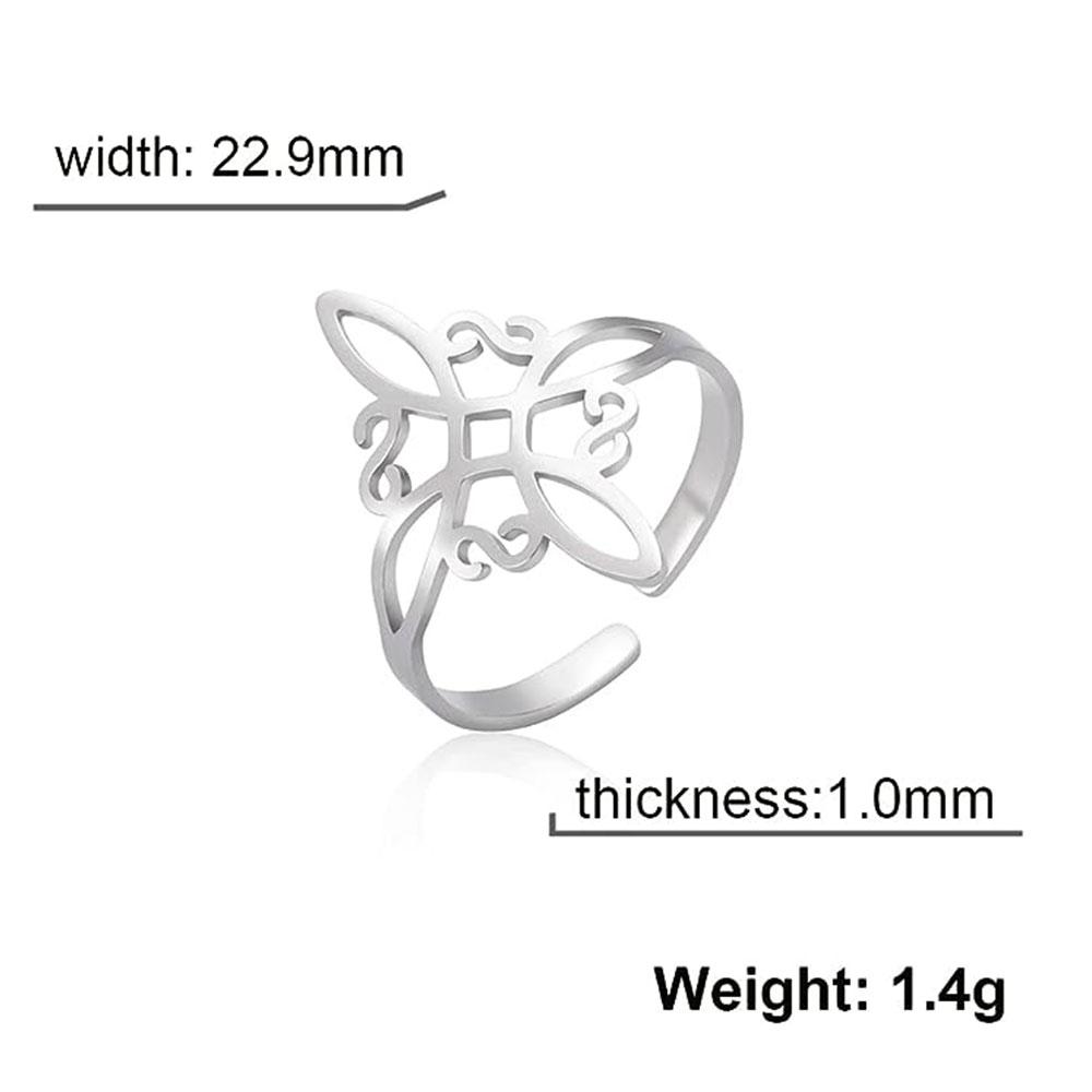 YILUOCD Witchcraft Stainless Steel Open Ring Supernatural Witch Knot Rings For Women Wiccan Cross Protection Amulet Jewelry
