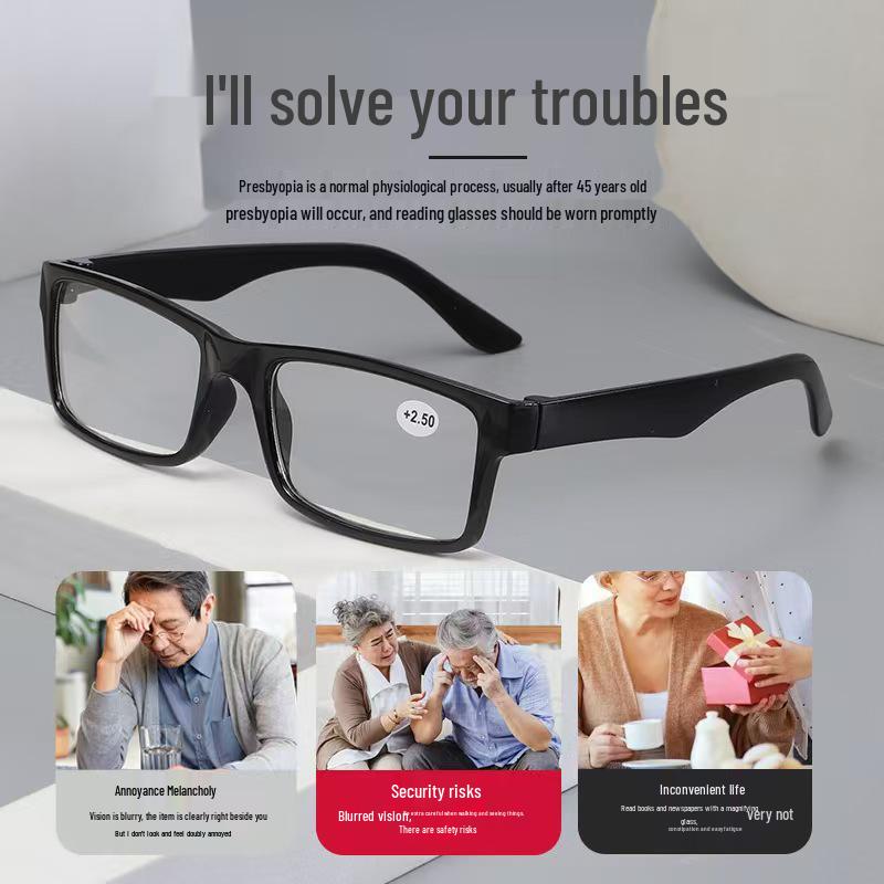 Ultralight Anti-Blue Light HD Reading Glasses for Middle-Aged & Elderly - Comfortable One-Piece Design