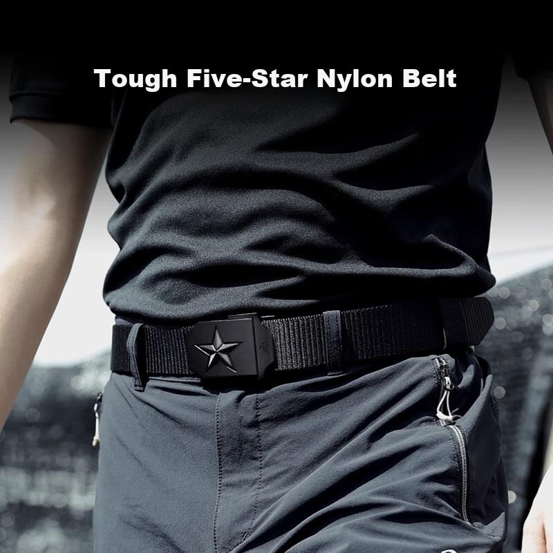 Tactical Bird Men's Nylon Belt, Casual Workwear, Automatic Buckle Canvas Belt, Woven Trouser Belt, 115cm