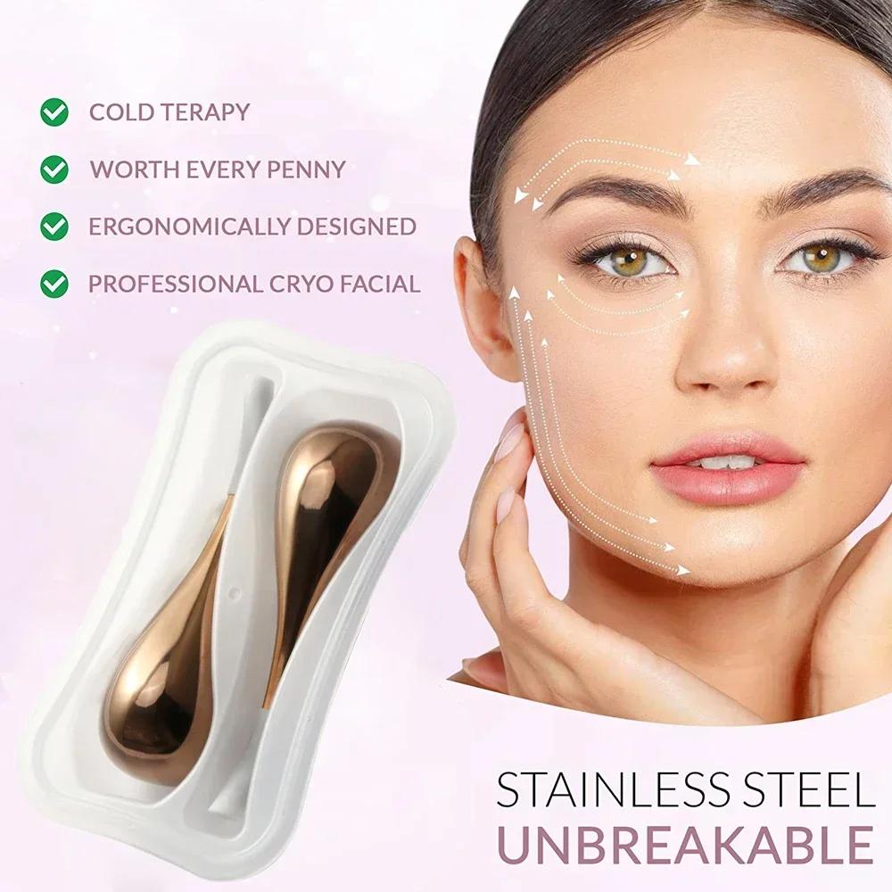 Ice Globes Facial Skin Care Tools for Face Eyes Boby Stainless Steel Face Beauty Cryo Sticks for Men Women Cooling Spa Globes