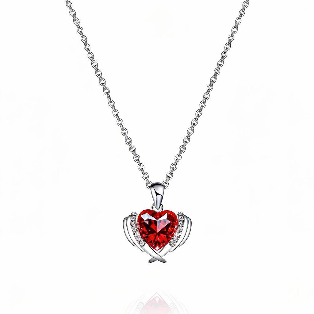 Luxe Ocean Heart Gemstone Necklace: Women's Full Diamond Love Heart Pendant Gift
