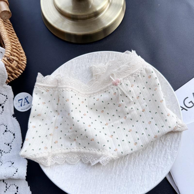 Ladies Spring and Summer Small Fresh Cotton Print Lovely Comfortable Mid Waist Underwear