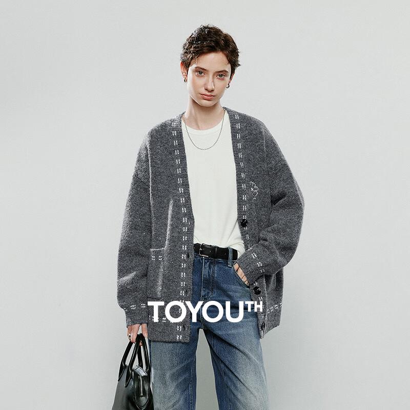 

Женский кардиган Чую свободного кроя с V-образным вырезом из смеси альпаки с вышивкой M