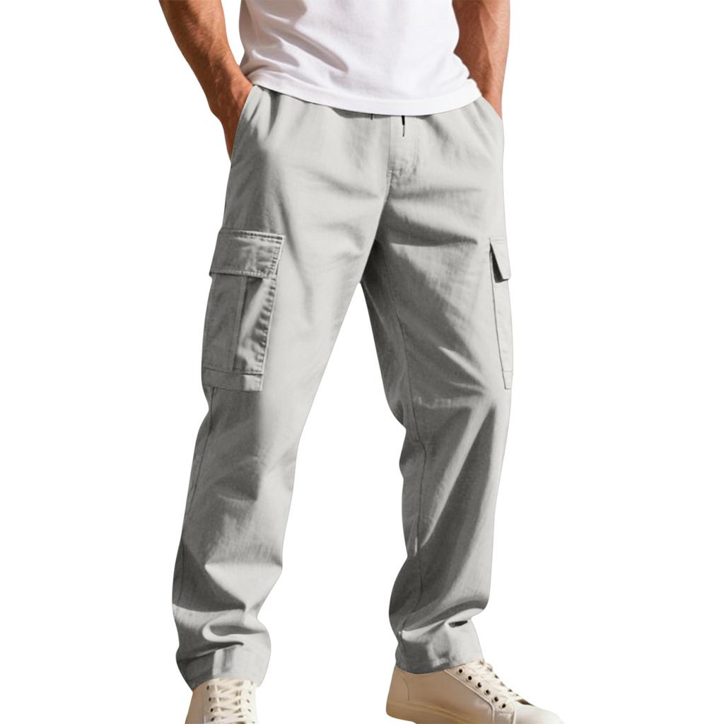 Men's Workwear Casual Stretch Waistband Multi-Pocket Straight-Leg Pants
