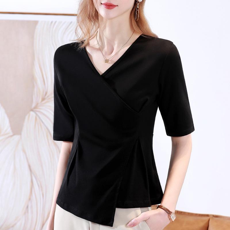 Bottom shirt women's new women's clothing temperament slim-fitting long-sleeved irregular design niche top