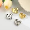 Exaggerated Personality, Fashionable Copper Plated Golden Face, Peach Heart Earrings, Women's Accessories, Asymmetrical Heart-shaped Earrings