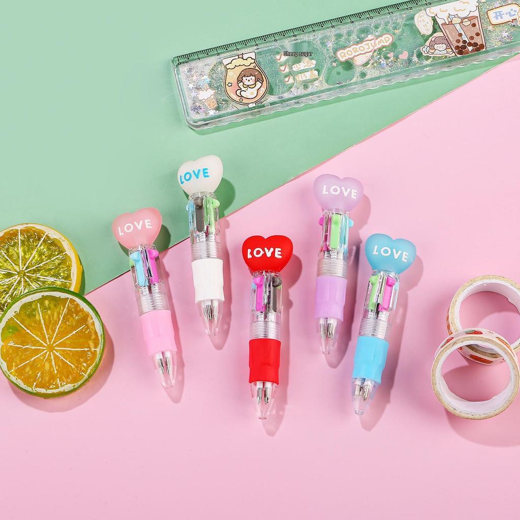 Korean Cute Animal Head 4-Color Click Ballpoint Pen