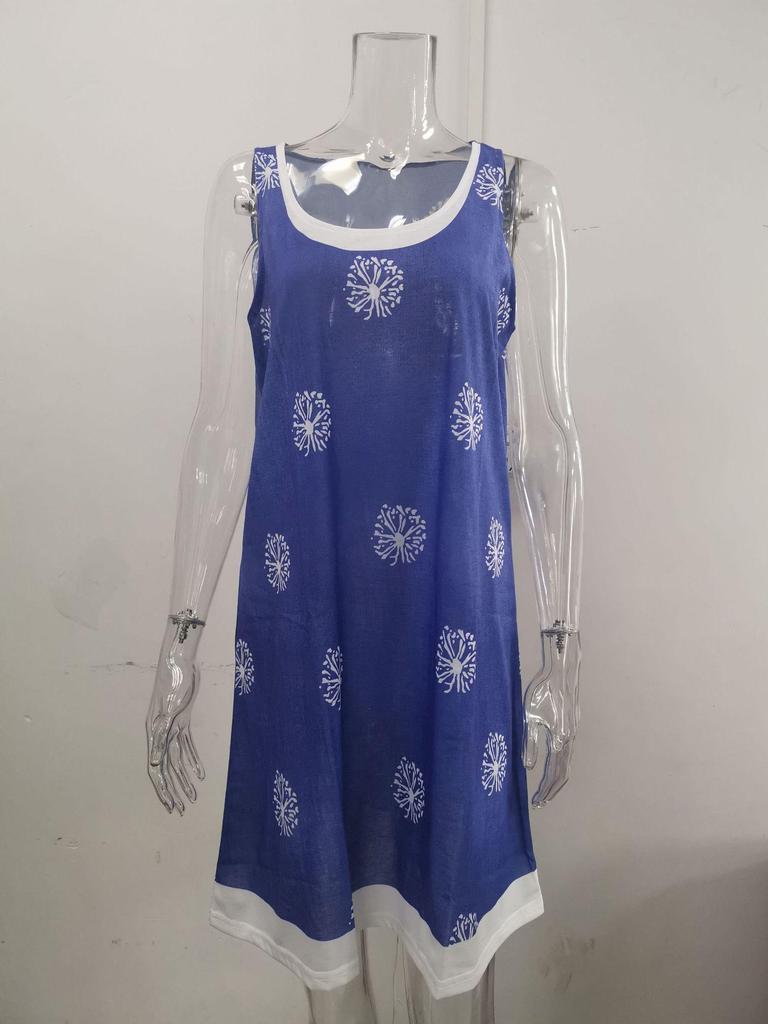 Women's Loose-Fit Digital Print Faux Denim Two-Piece Dress