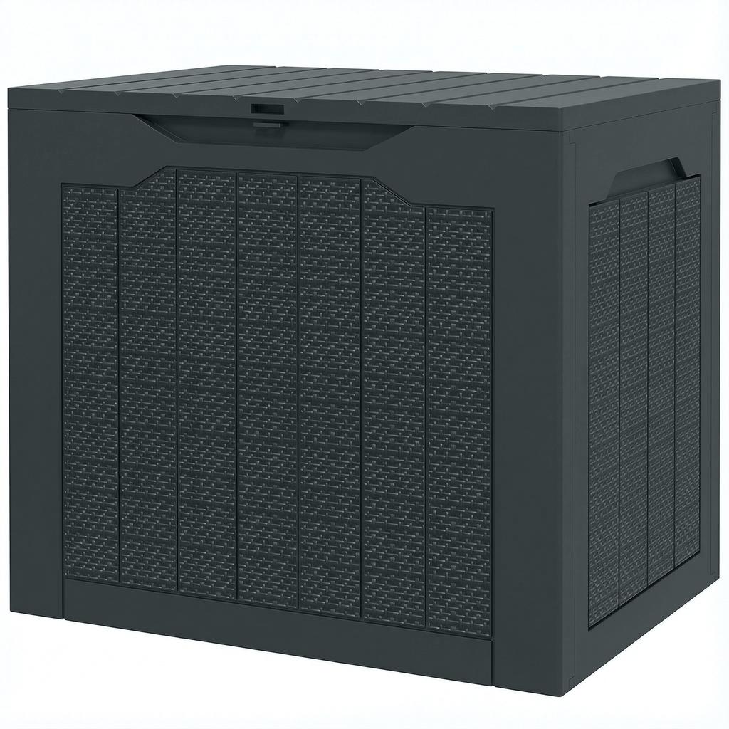Outdoor Storage Box, 97 L, Waterproof, Recessed Handles, 56 x 41 x 50 cm, Dark Grey