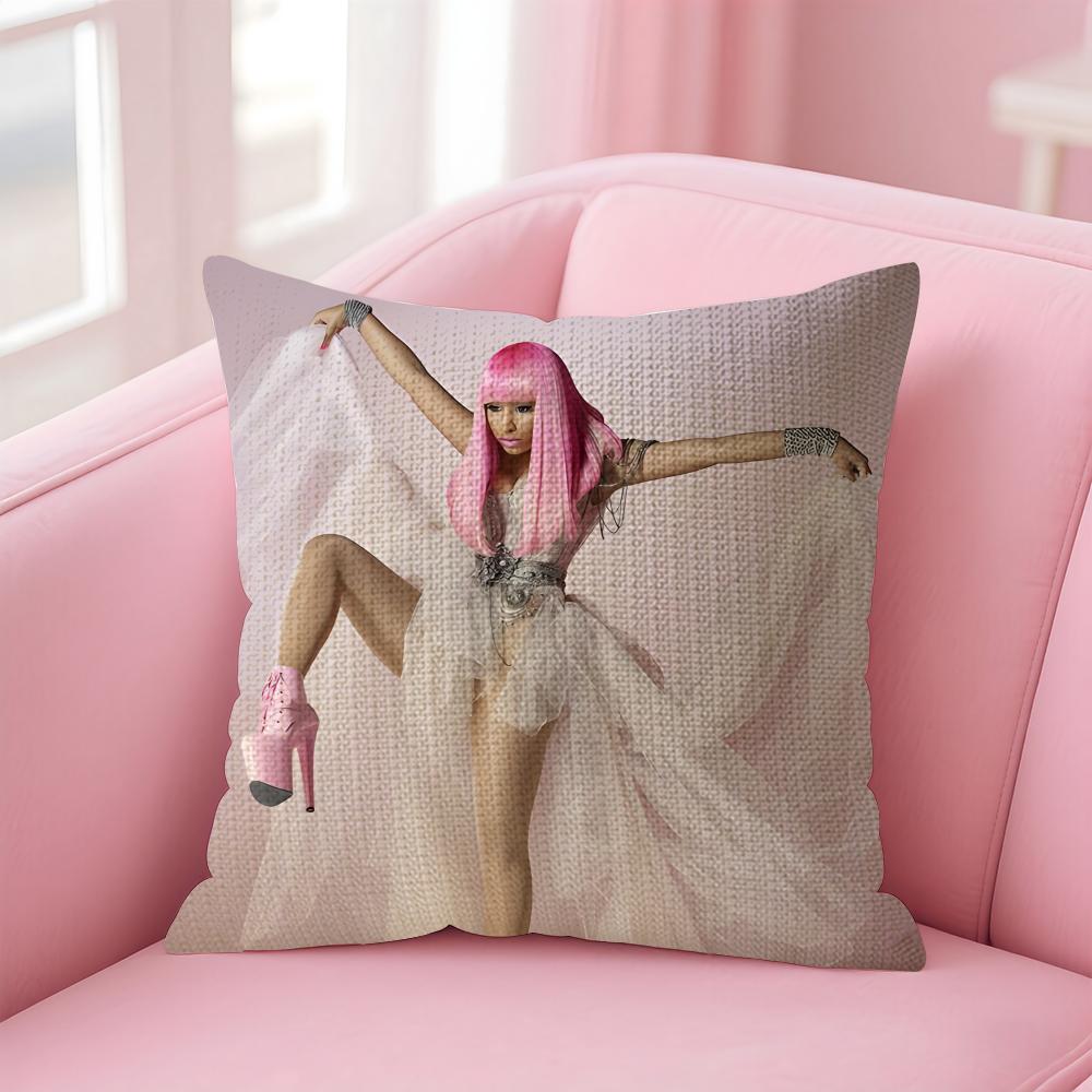 N-Nicki Minajj Singer Cushion Cover Natural Linen Pillow Case Double-Sided Print Decorative Sofa Pillowcase Home Decor Gift