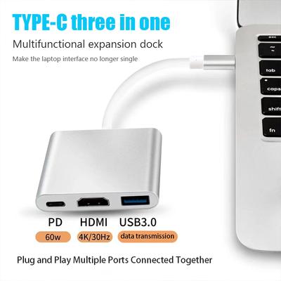 USB-C To HDMI 3 In 1 Cable Converter For Samsung Huawei iPad Mac USB 3.0 USB C To HDMI Male To Female 4K USB 3.0 Adapter Cable