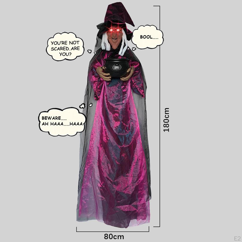Halloween Hanging Animated Screaming Witch Height 70.9" for Events
