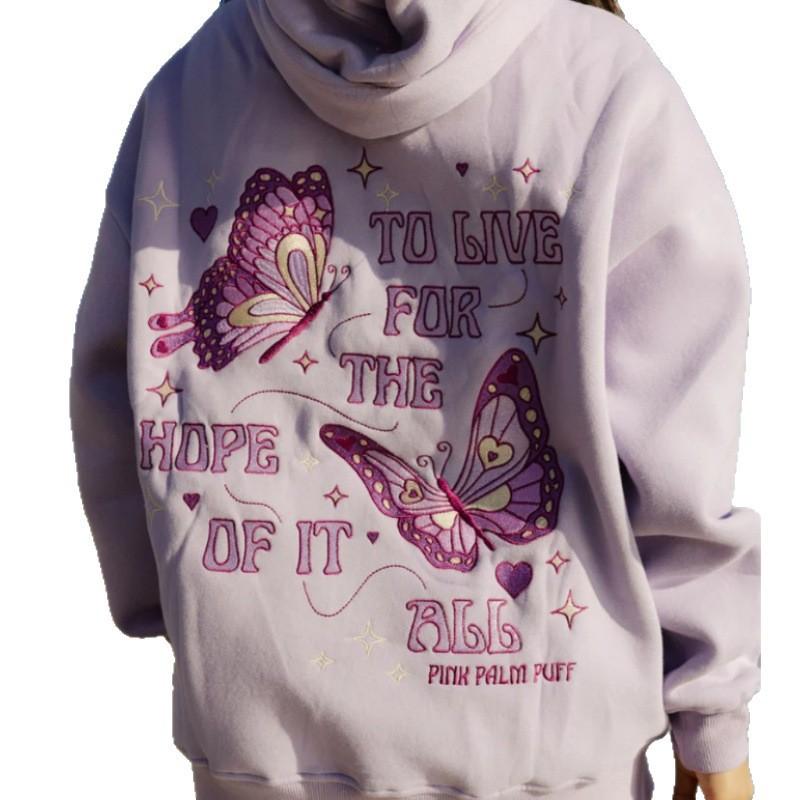 Womens Hoodie Hawaii Hibiscus Butterfly Print 3D Graphic Sweatshirt