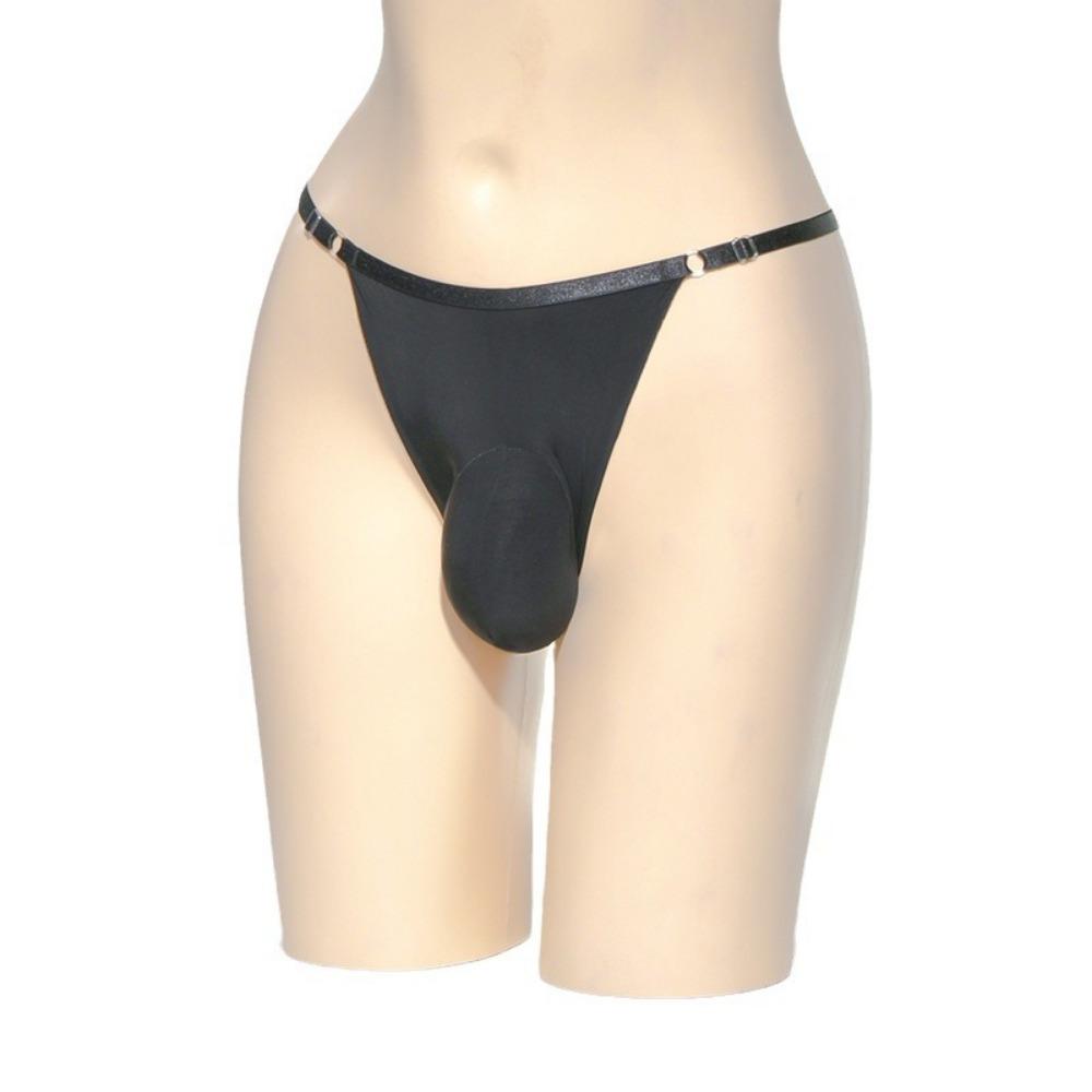 Sexy ultratenké pánské kalhotky Qinghe s nízkým pasem ve tvaru T Nastavitelná velká velikost prodyšná mastná hedvábně zábavná