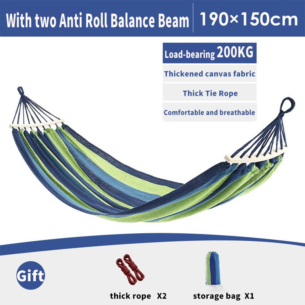 

250*150 см 2 человека, уличный парусиновый гамак для кемпинга, изогнутая деревянная палка, устойчивый Хамак, садовые, парковые качели, подвесной стул, Hangmat 190X150cm синий