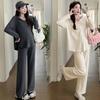 Maternity Clothes Hooded Semi-open Chain Sweater Spring Autumn and Winter Loose and Thin Commuter Top
