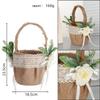Portable Vintage Linen Flower Basket Ring Pillow With Flowers Decoration For Romantic Wedding Party Ceremony