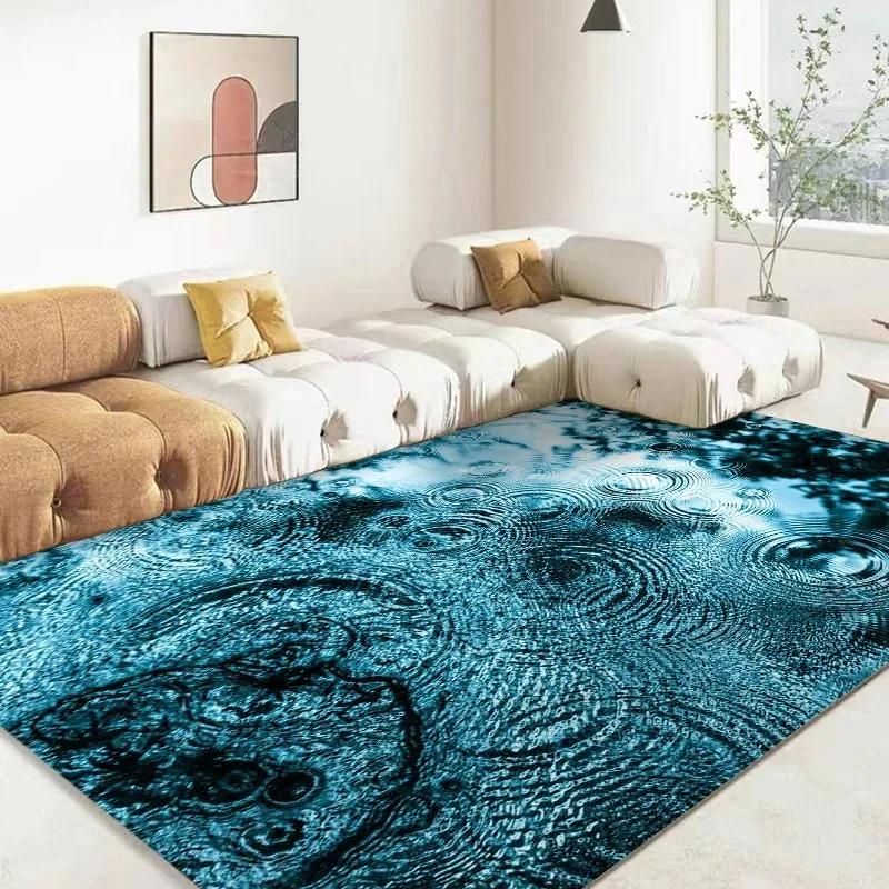 3D Ocean Sea Water Rug Home Decor Living Room Carpet Non-slip Hotel Lobby Floor Mat Kitchen Bedroom Entrance Doormat Play Mats