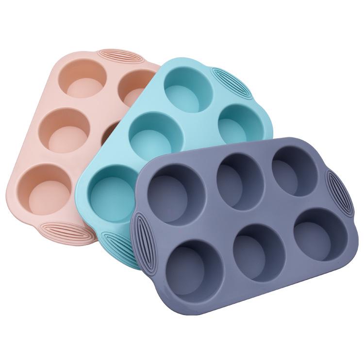 6-Cavity Silicone Muffin Cup Mold for Baking, Easy Release, High Temperature Resistant