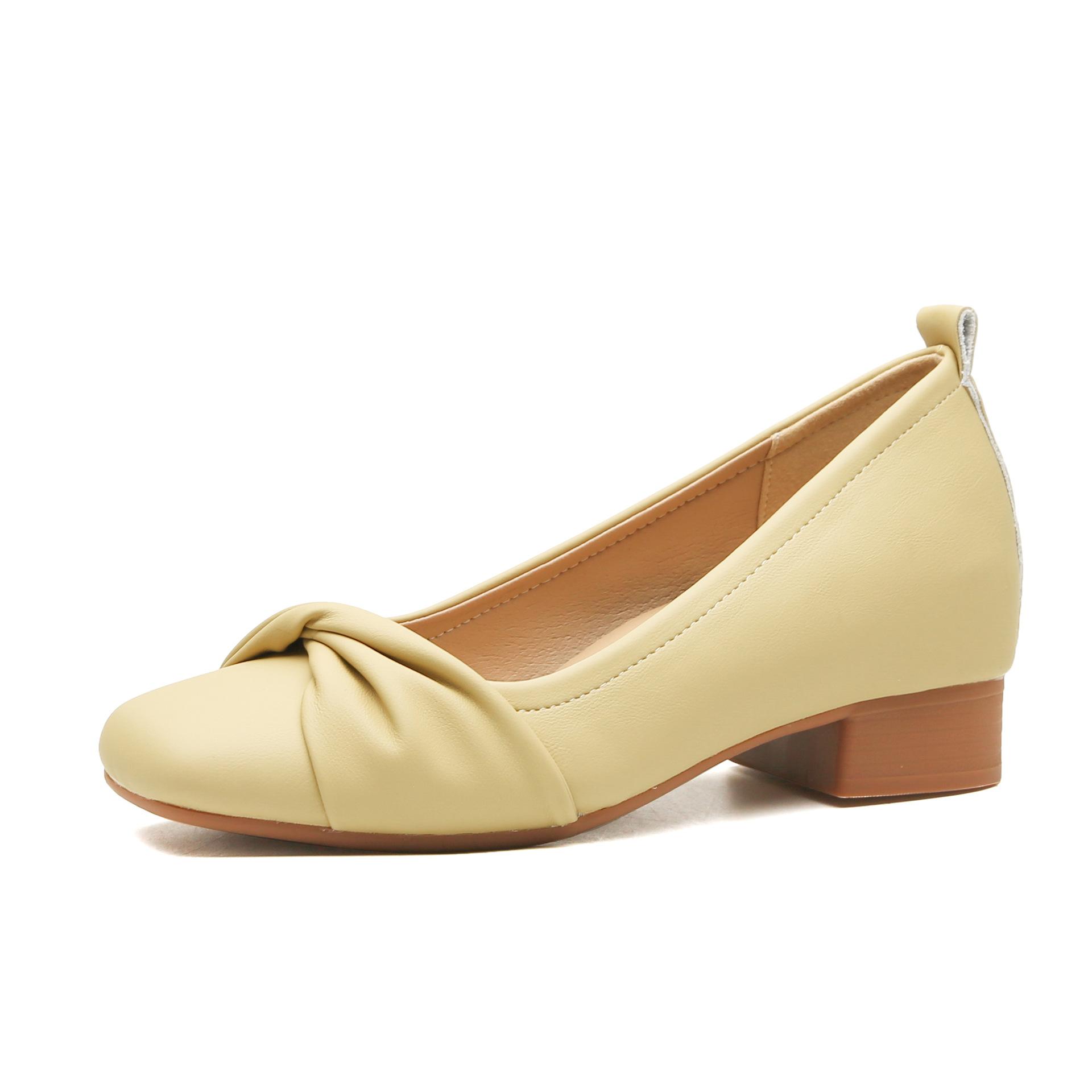 

Туфли из овчины из Гонконга, женские, средний каблук, весна и осень 2024, новые, квадратные, толстый каблук, ретро, подходящие по цвету, мягкая подошва, кожа, женские 40 хаки