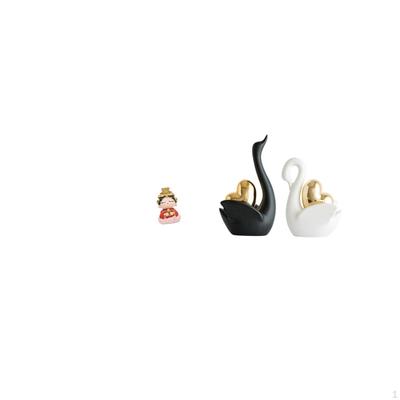 Elegant Swan Figurine Set Unique Tabletop Ornament Art Sculpture Collectible Birthday Gift for