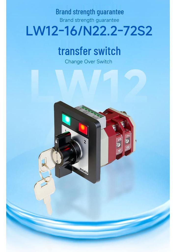 Zhuochao LW12-16/N22.2-72S2 Two-Position Rotary Switch with Indicator Light & Lock