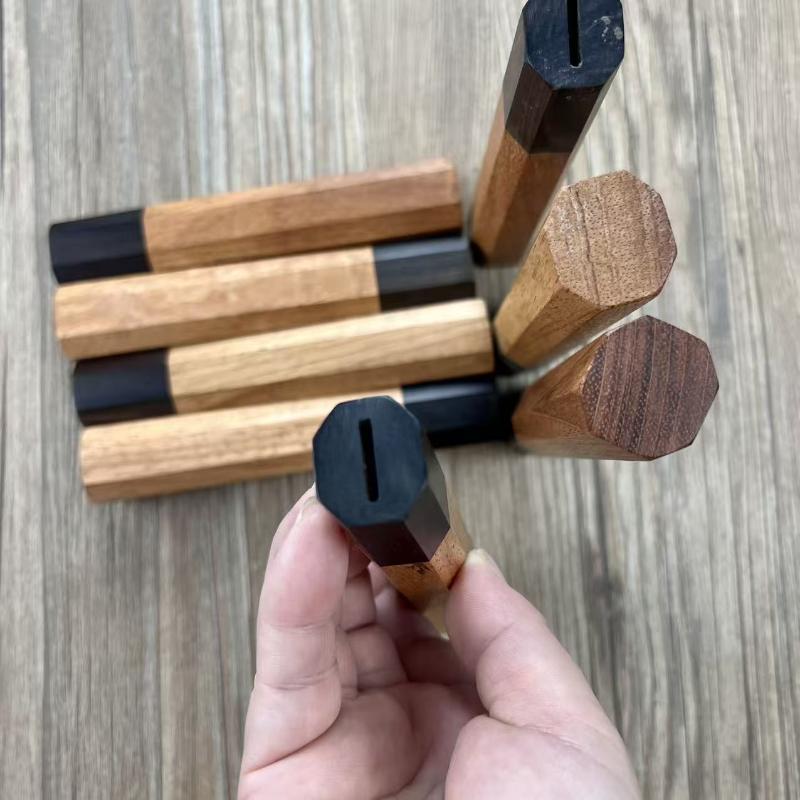 1 Piece Japanese Classic Octagonal For Diy Semi-Finished Handmade Damascus Steel Wood Material Kitchen Knife Handle