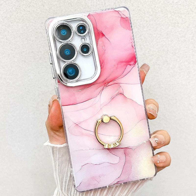 Suitable for Samsung S25 Mobile Phone Case Double Layer IMD Electroplated Marble S24plus Ring A16 Mobile Phone Case