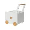 Boîte à Jouets Enfant GINGER HOME, sur Roulettes avec Poignée de Poussée, Bois MDF Blanc et Bambou, 38x45x54 cm