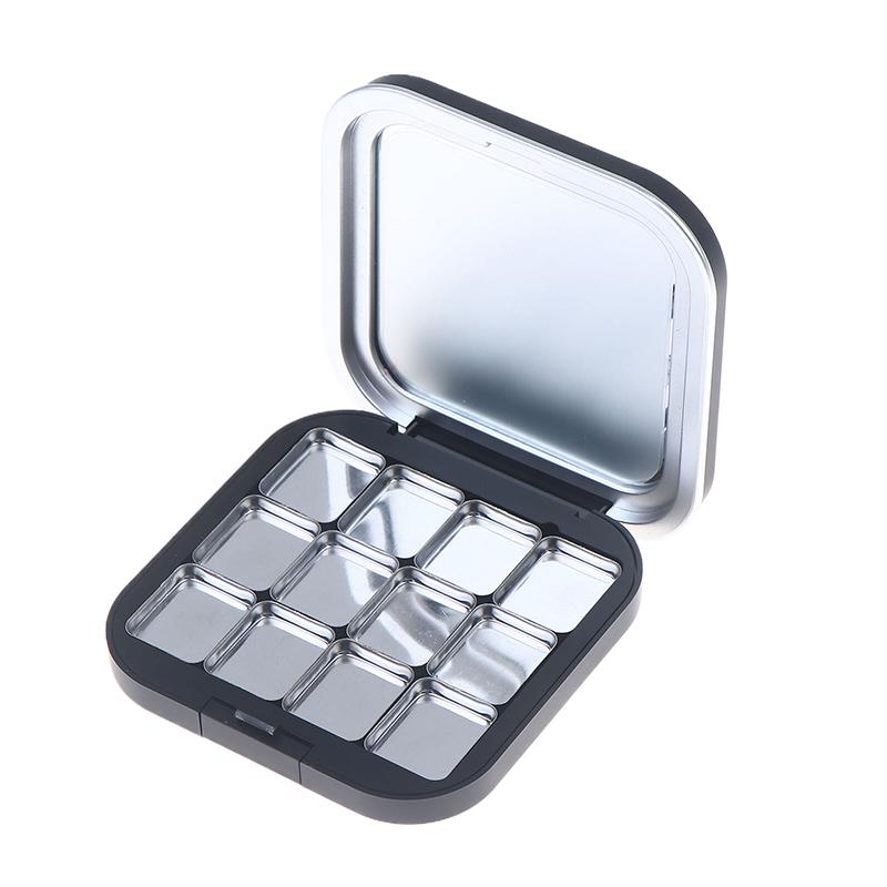 Empty Square Makeup Palette Magnetic Suction With Mirror Eyeshadow Blush Matte Black Box With Pan Cosmetic Blush Container