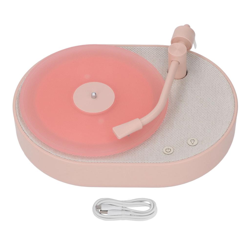 Bluetooth Speaker Record Player Shaped Bedroom Sleep Desktop Aromatherapy LED Night Light Pink