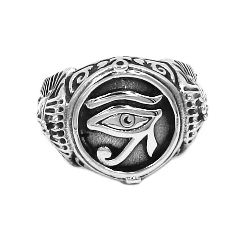 Egyptisch Oog van Horus Ra Udjat Amulet Ring Roestvrij Staal Ring Egypte Farao Toetanchamon Kruisring Heren Cadeau SWR0741