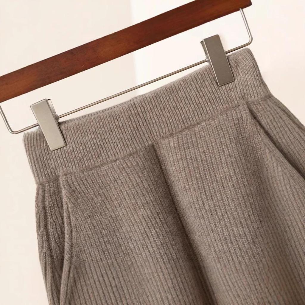 100% Wełna Szorty Damskie Casual z Wysokim Stanem w Linii A - Europejski Styl Jesienno-Zimowy