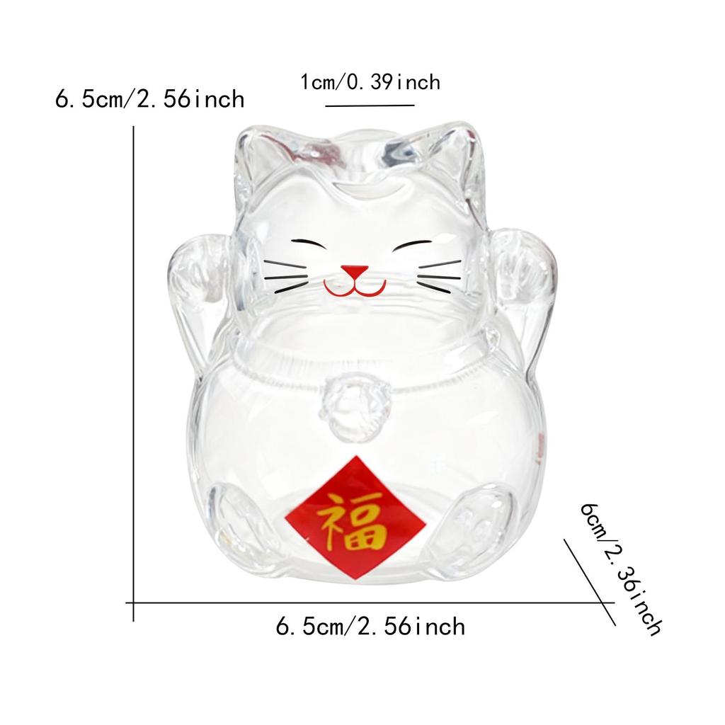 3D Cat Glass Money Saving Jar Compact for Desktop Display Multipurpose Decorative Container
