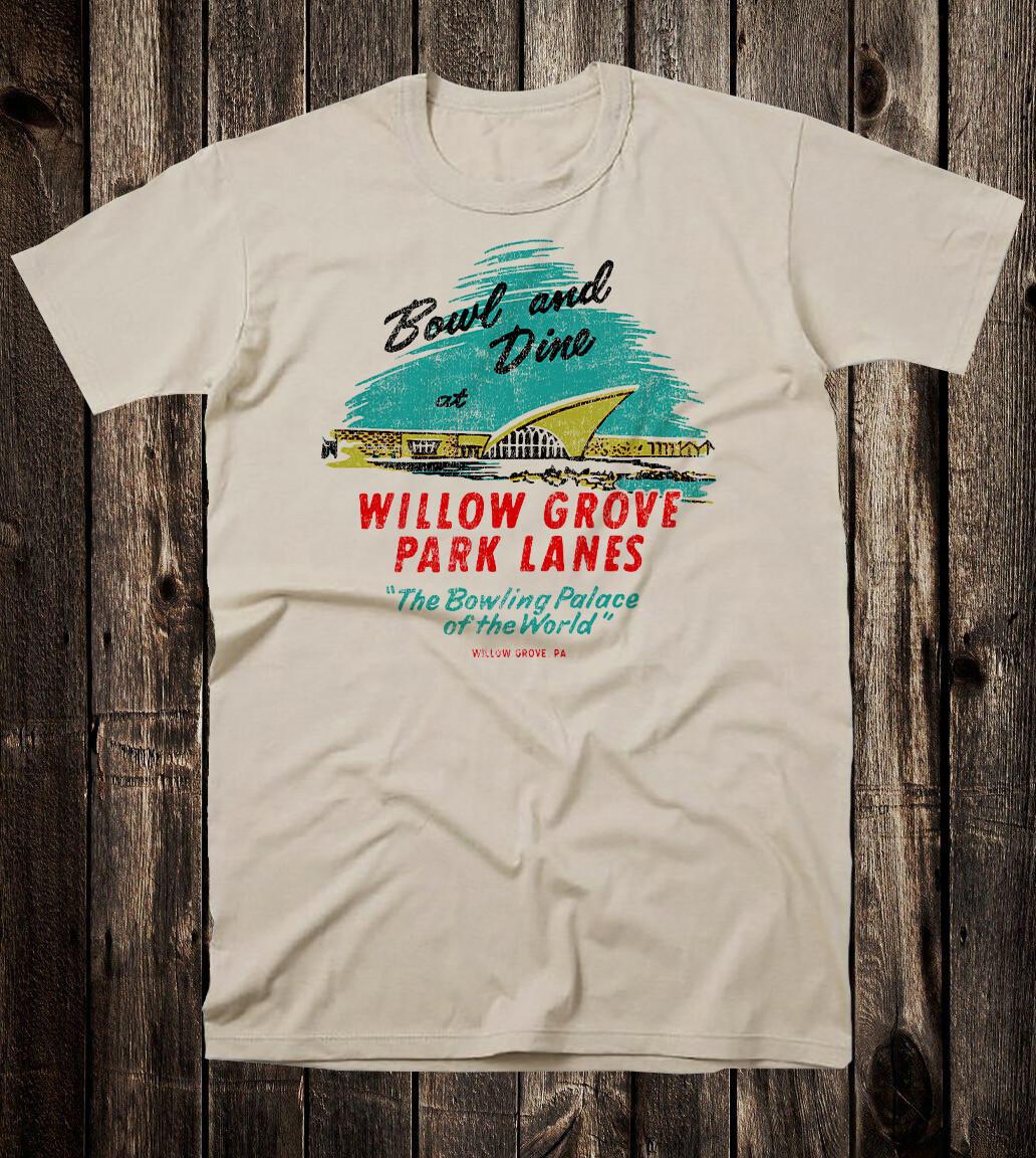 Retro Travel T-Shirt Vtg Art Souvenir Bowling Alley Willow Grove Park Lanes PA XXXL